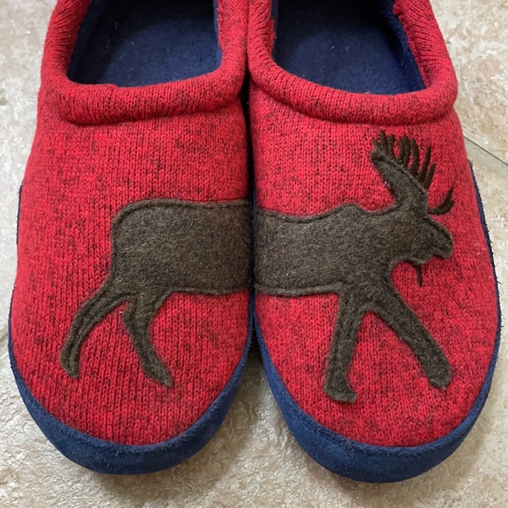 L.L. Bean Moose Sweater Fleece Slippers